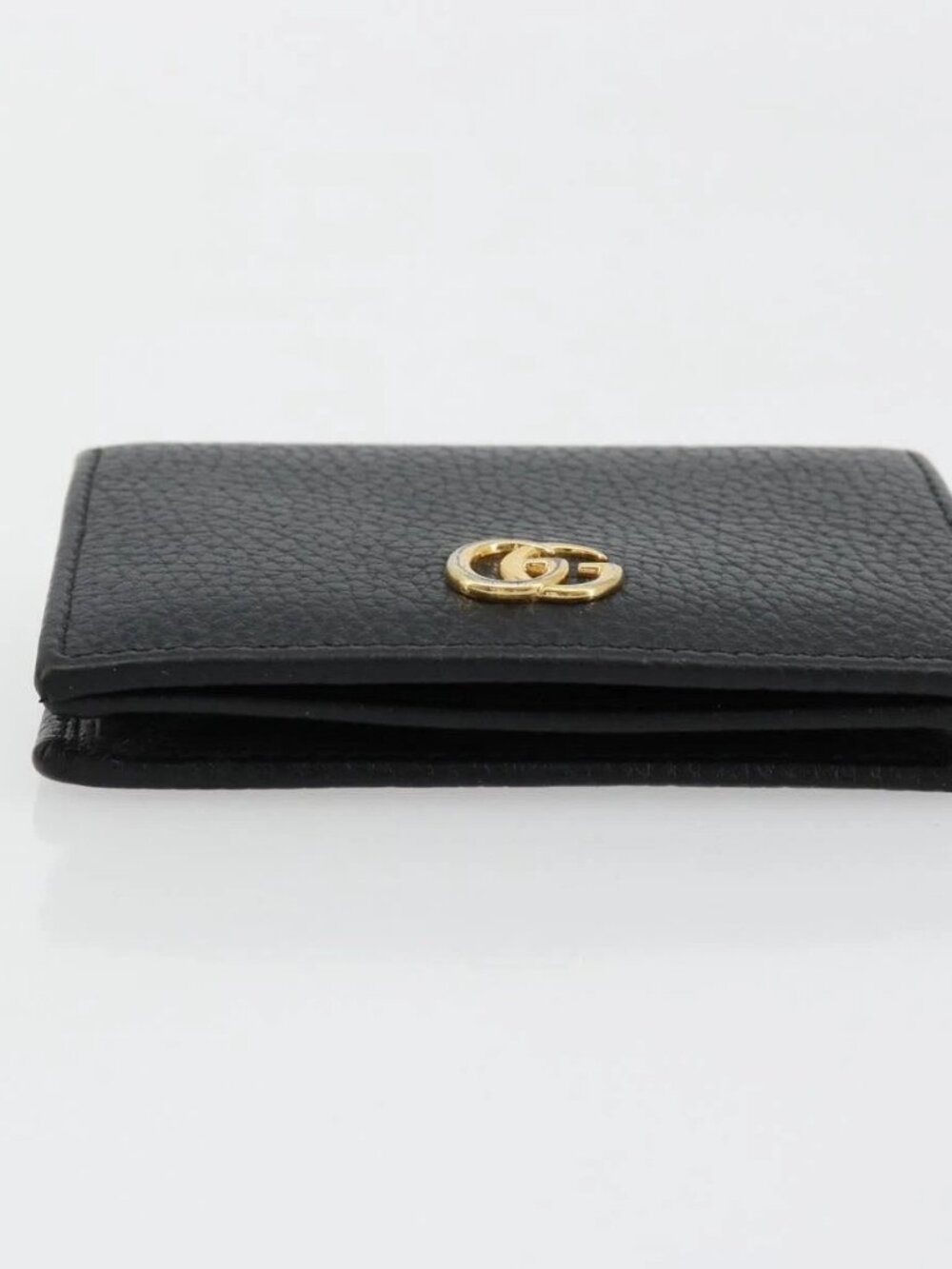 GUCCI GG Marmont Bifold Wallet Leather Black Gold 456126 Auth bs35602 - Picture 6 of 15